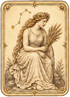 Virgo, a young woman holding grain