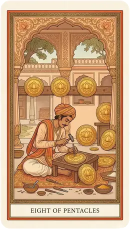 Eight of Pentacles tarot card