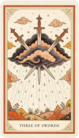 Three of Swords tarot card